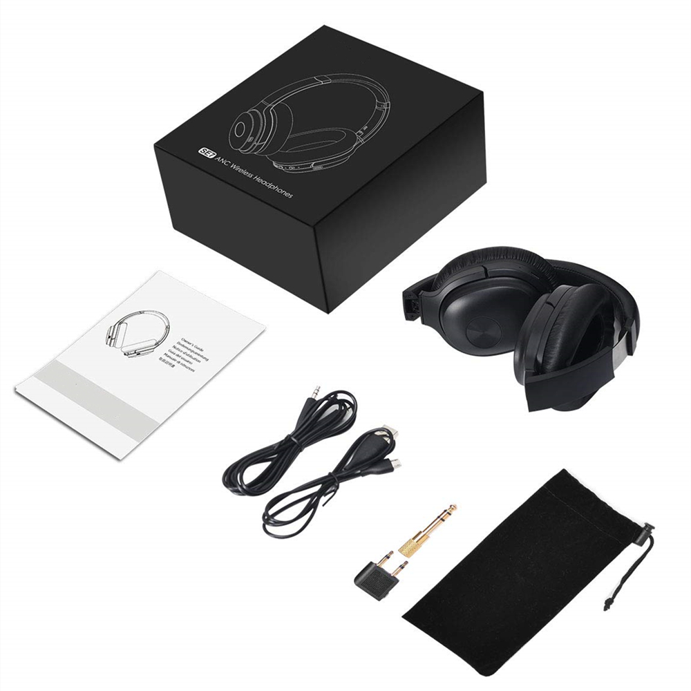 SE7 Active Noise Cancelling Headphones Wireless Headphones Over Ear with Microphone/Aptx, Comfortable Protein Earpads, 50 Hours Playtime for Travel/Wo